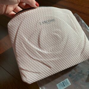 NEW Lancôme 3-D Engraved Rose Pouch, Pink, 7.5”x6.5”x2”